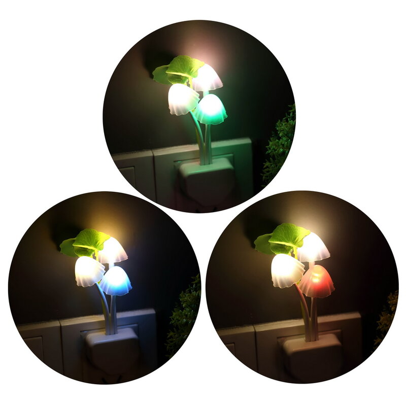 1pc eua plug indução elétrica sonho cogumelo fungo lâmpada 3 leds nightlight lâmpada decoração de casa led respiração luzes da noite cogumelo