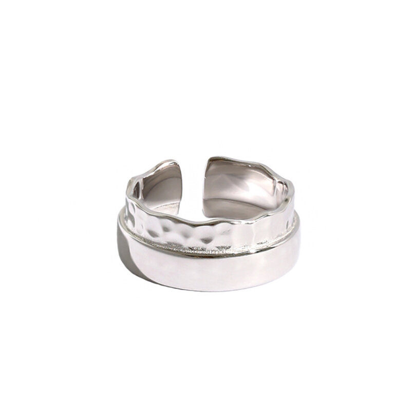 F.i.n. S-925 anillos de plata esterlina auténtico para mujer, anillo para dedo ancho, fino, cóncavo, convexo, Irregular, novedad de 2020