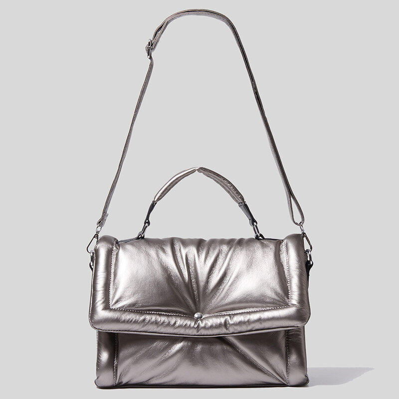 Роскошная дизайнерская вместительная сумка-тоут из искусственной кожи, Хлопковая Сумка-тоут через плечо, зимняя квадратная сумка-мессендж...