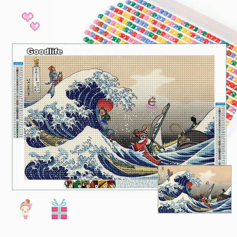 Wind Waker Erfüllt Hokusai Digitale Kunst Durch Sirnosh 5D DIY Diamant Malerei Kreuz Stich Kit Stickerei Mosaik Strass Wohnkultur