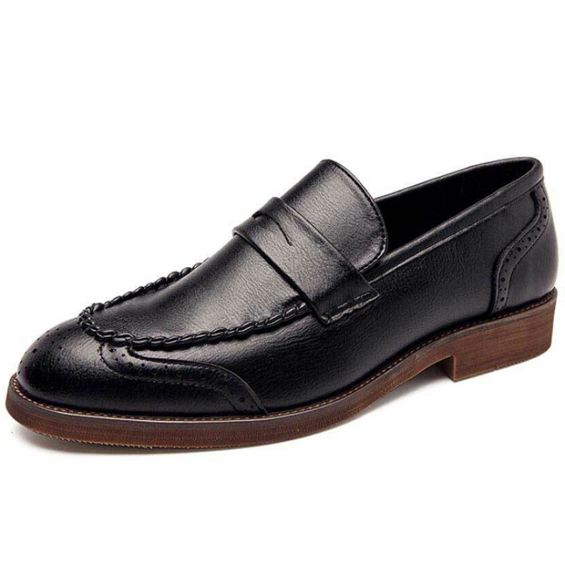 2021ผู้ชาย Handmade PU สีดำ Retro Loafers ส้นสบายแนวโน้มแฟชั่นแฟชั่นคลาสสิกสบายๆรองเท้า ZQ0337