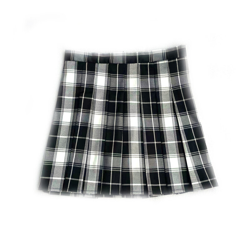 Плиссированные юбки для женщин, короткие летние женские юбки с высокой талией, клетчатые черные, белые мини-юбки…