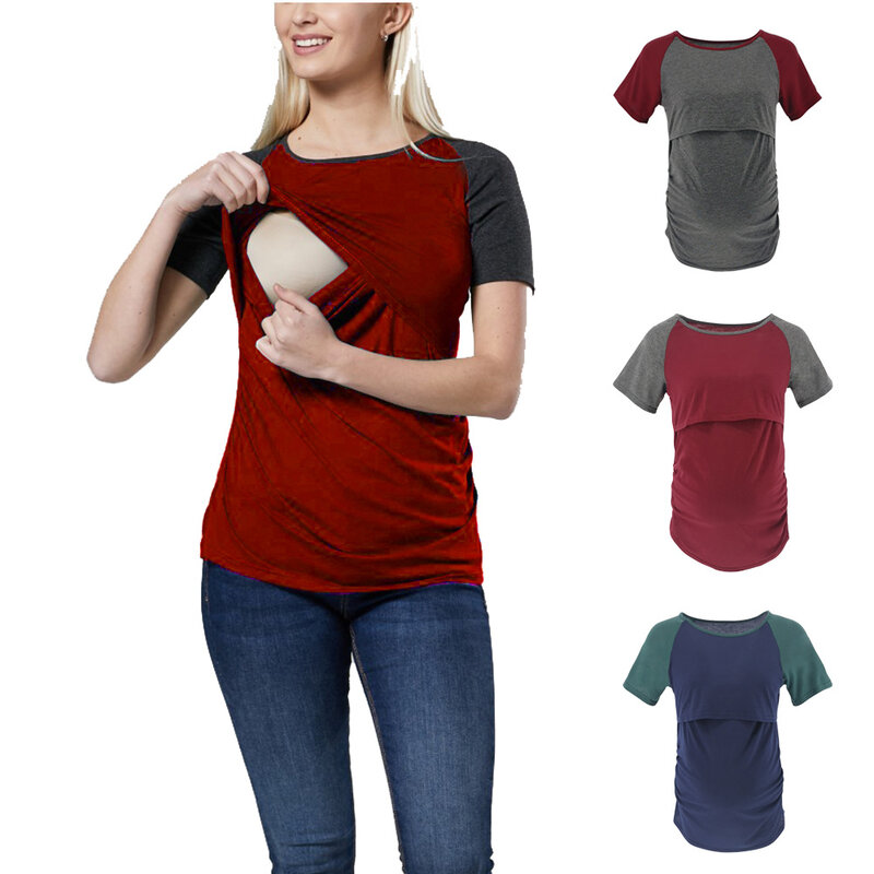 Ropa de maternidad a rayas para mujer, Camiseta de lactancia de verano, camiseta informal para mujer embarazada, Top de lactancia 2020