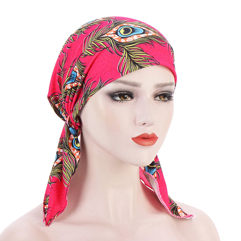 Topi Turban Muslim Gaya Barat Populer Topi Baotou Nyaman Katun Elastis Tinggi Empat Musim Mode Warna-warni Grosir