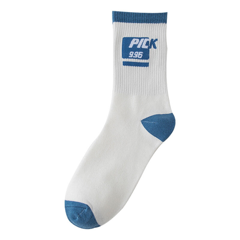 Unisex primavera e outono meias masculinas tendência letra puro algodão meias em tubo meias moda suor-absorvente branco meias altas