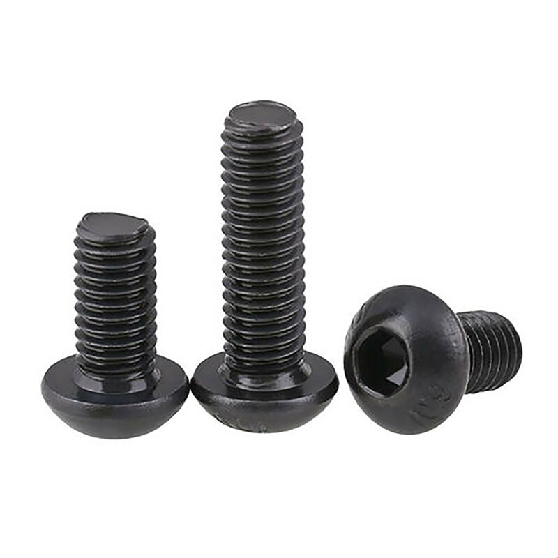 Cabeza de botón de 20 piezas M1.6 Tornillos con cabeza hexagonal, pernos Allen DIN7380, chapado en Zinc negro, alta resistencia a la tracción, acero al carbono 10,9