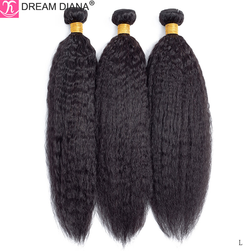 DreamDiana-extensiones de pelo Afro Yaki peruano, pelo largo Remy de 8 "-30", Color Natural, 100% de cabello humano, L
