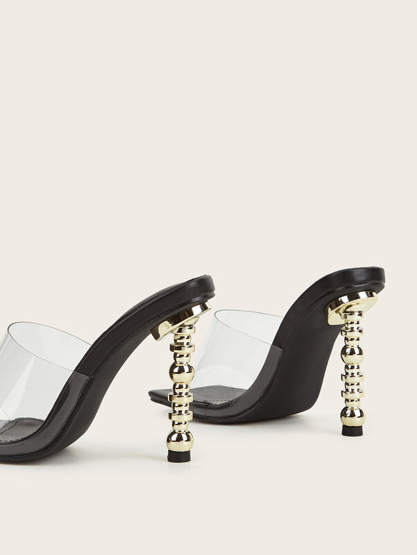 Pantofole da donna nuove estive 2022 moda Sexy testa quadrata pellicola trasparente tacco zucca pantofole tacco alto scarpe da discoteca
