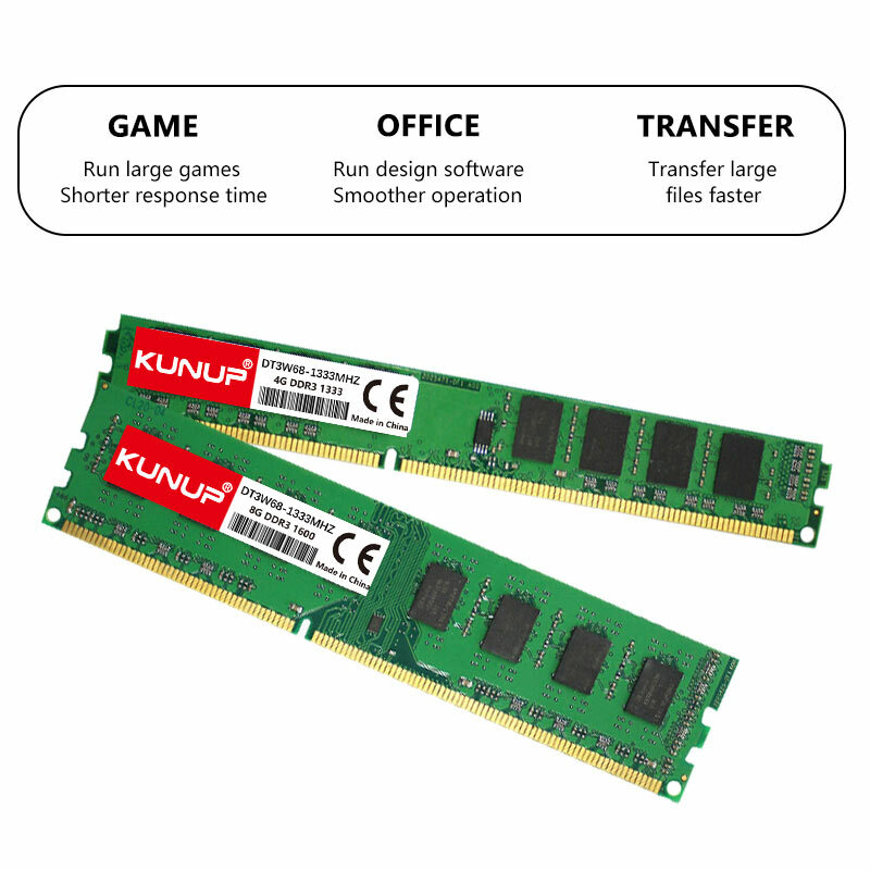 DDR3 4GB 8GB 2gb Bureau Memoria 1333 1600 MHZ PC3 8500 10600 12800U 240Pin 1.5V UDIMM Mémoire Ddr3 RAM