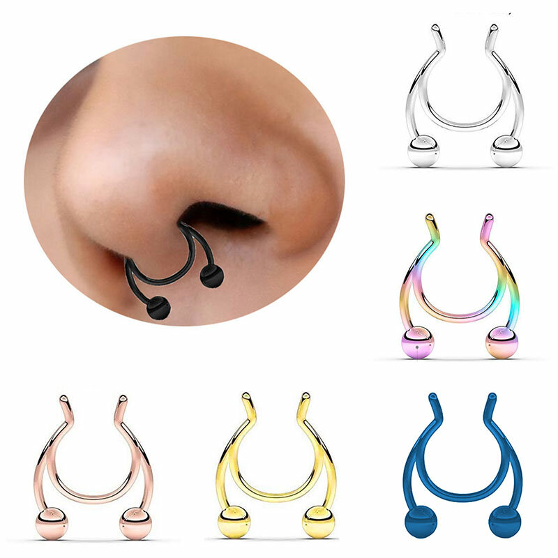 1pcs Nose Ring New Nose Clip Stainless Steel Hot Sale Nasal Septum False Nose Ring Piercing Jewelry