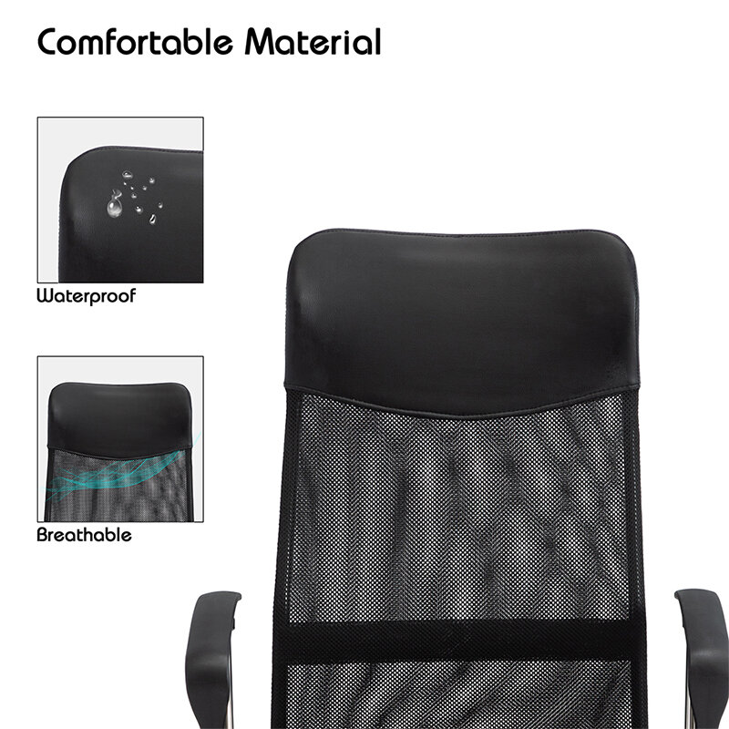 Silla de oficina con espalda alta, sillón de malla, altura ajustable, soporte giratorio y Lumbar, ergonómico