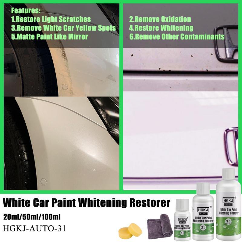 HGKJ-AUTO-31 de pintura blanca para coche, productos para reparación de rayaduras de coche, líquido blanqueador, 20/50ml