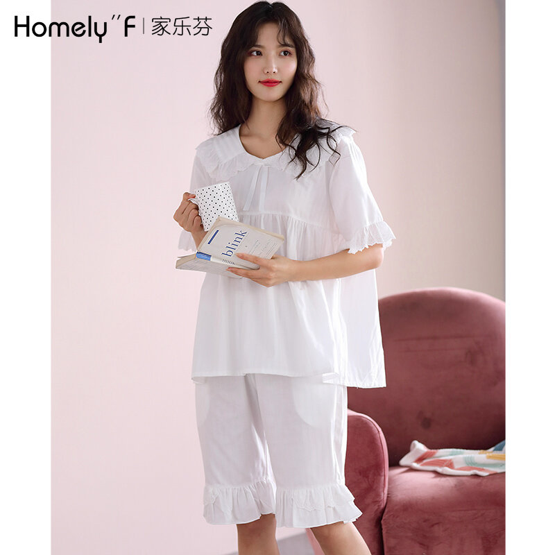 Pajamas Women's Summer Pure Cotton Shorts Home Wear Summer Thin Cotton Sweet Japanese Cute Princess Style Fairy