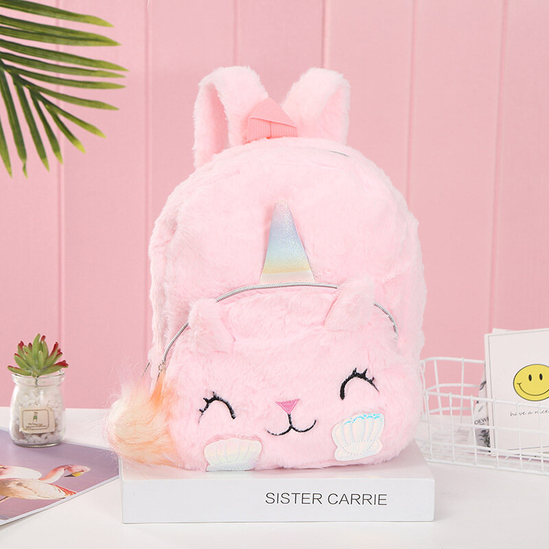 New Lovely Unicorn Cartoon Plush Kids Girls Backpack Children Cute Animal Stuffed Plush Drawstring Bags Storage Girls Gifts