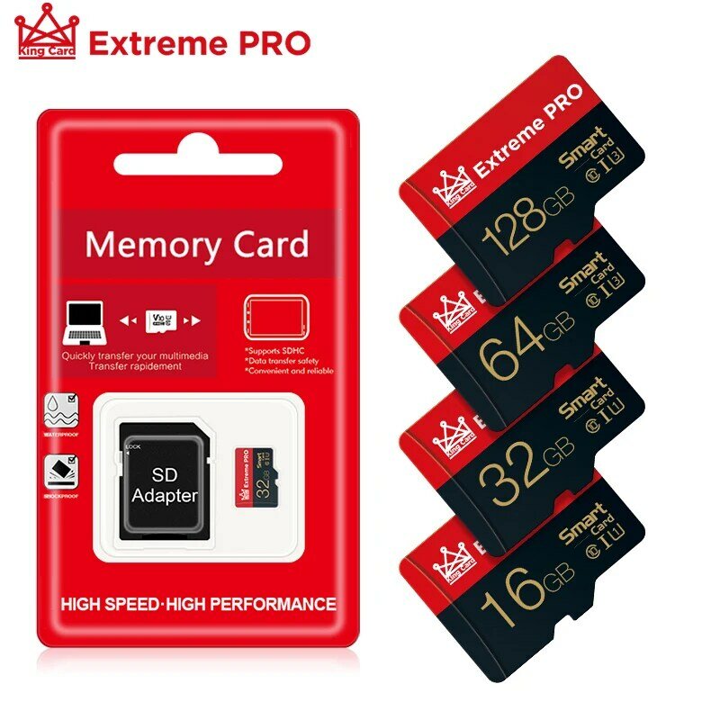 Tarjeta de memoria micro SD de alta velocidad, 4GB, 8GB, 16GB, 32GB, 64GB, 128GB, mini tarjeta TF, clase 10, con adaptador gratuito