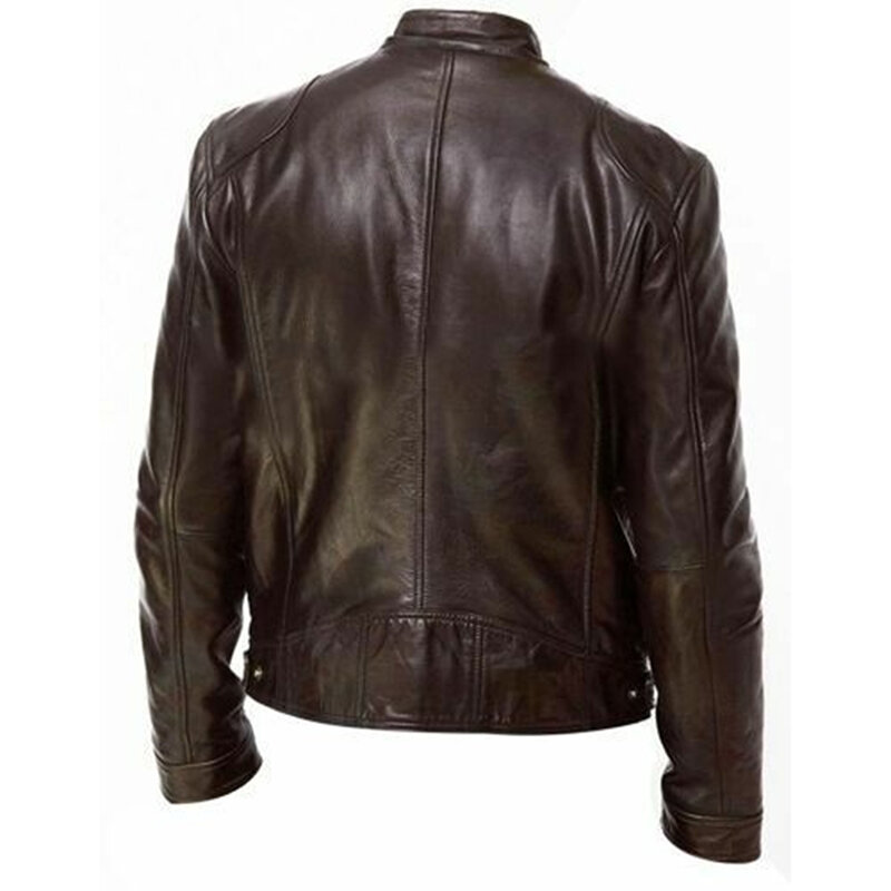 2020 outono nova moda masculina casual gola fina jaqueta de couro do plutônio jaqueta de couro de cor sólida homens anti-vento motocicleta