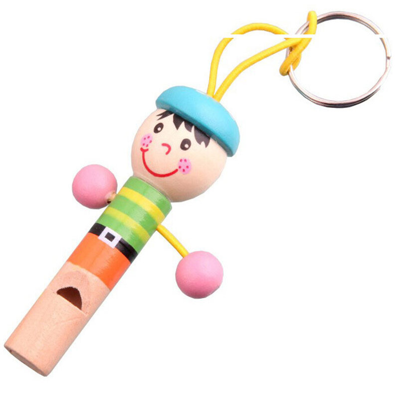 1 sztuk nowe śmieszne drewniane zabawki Pirate Whistle urocza lalka brelok Instrument muzyczny zabawki prezent edukacyjne drewniane zabawki dla dzieci