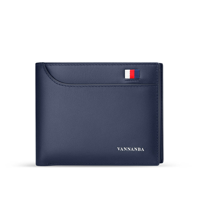 Carteira masculina de couro genuíno, carteira casual sólida com suporte minimalista para cartão de habilitação à mão