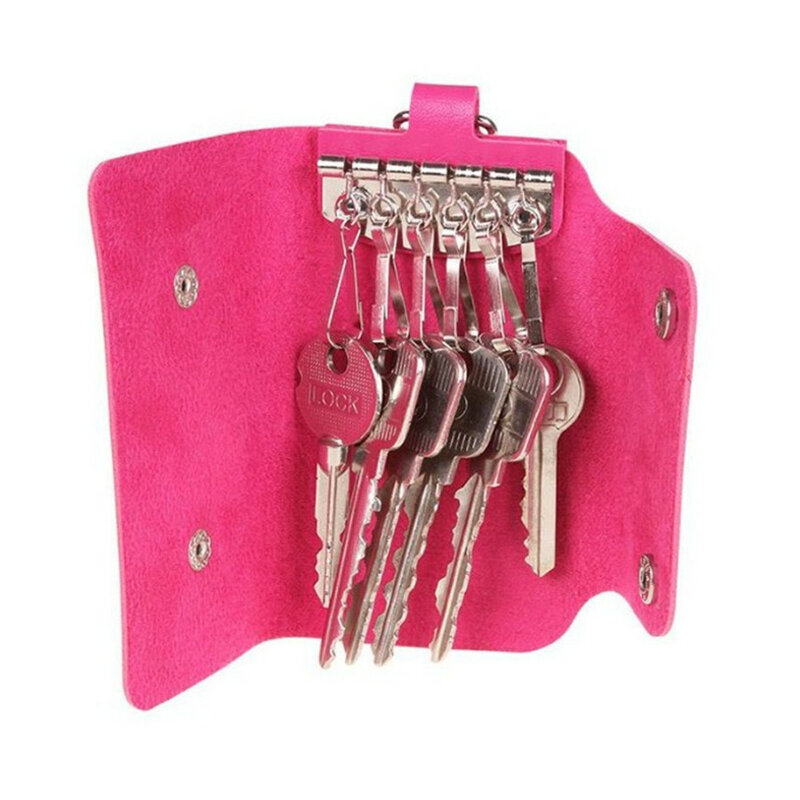Chaveiro de couro de bolso, porta-chaves com botão, capa de carteira, mini porta-moedas, 1 peça