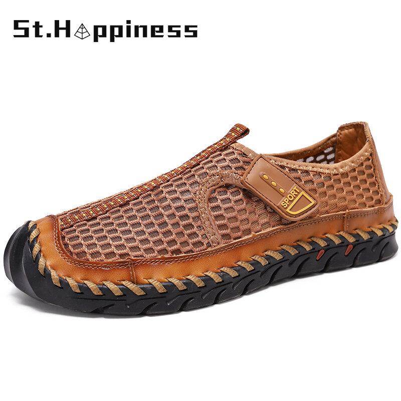 2021 New Summer Men's Mesh Casual Shoes Fashion Loafers Lightweight Driving Shoess Outdoor Non-slip Walking Shoes Big Size 48