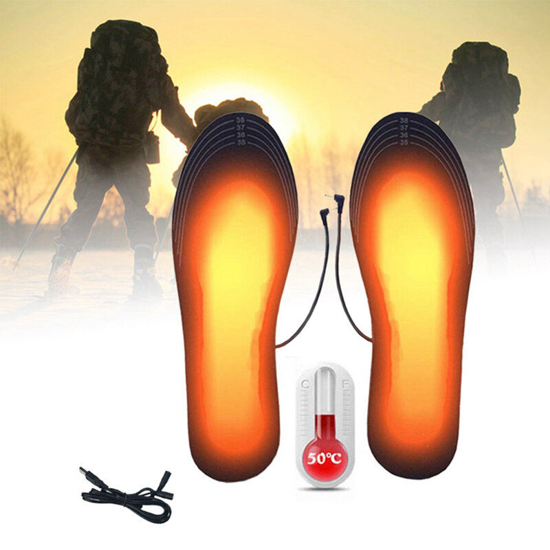 Plantillas calentadas por USB para zapatos, almohadilla eléctrica para calentar los pies, calcetín, esterilla, para deportes al aire libre, Invierno
