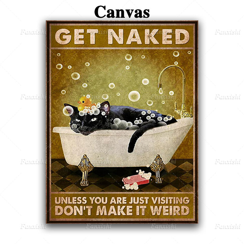 Il bagno diventa gatto nudo a meno che tu non sia solo in visita non renderlo strano Poster Nordic Wall Art stampa su tela pittura toilette Decor