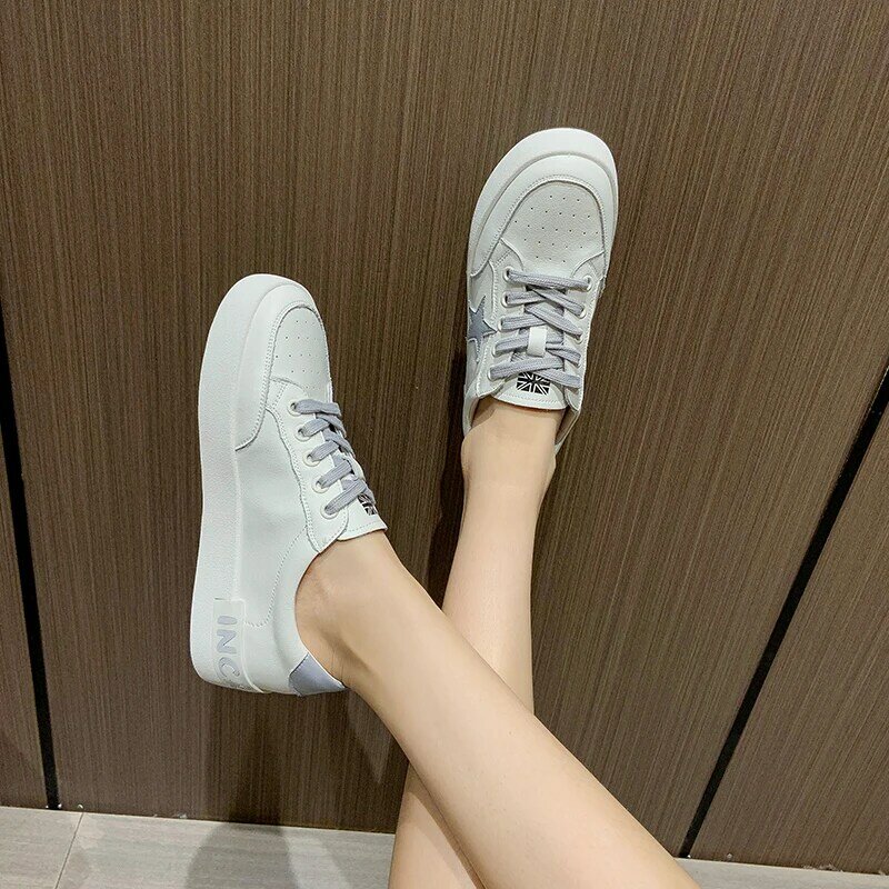 AIYUQI รองเท้าผ้าใบผู้หญิง2021ฤดูใบไม้ผลิฤดูร้อนใหม่เกาหลีของแท้รองเท้าหนังนักเรียนหญิง Lace Up Casual ...