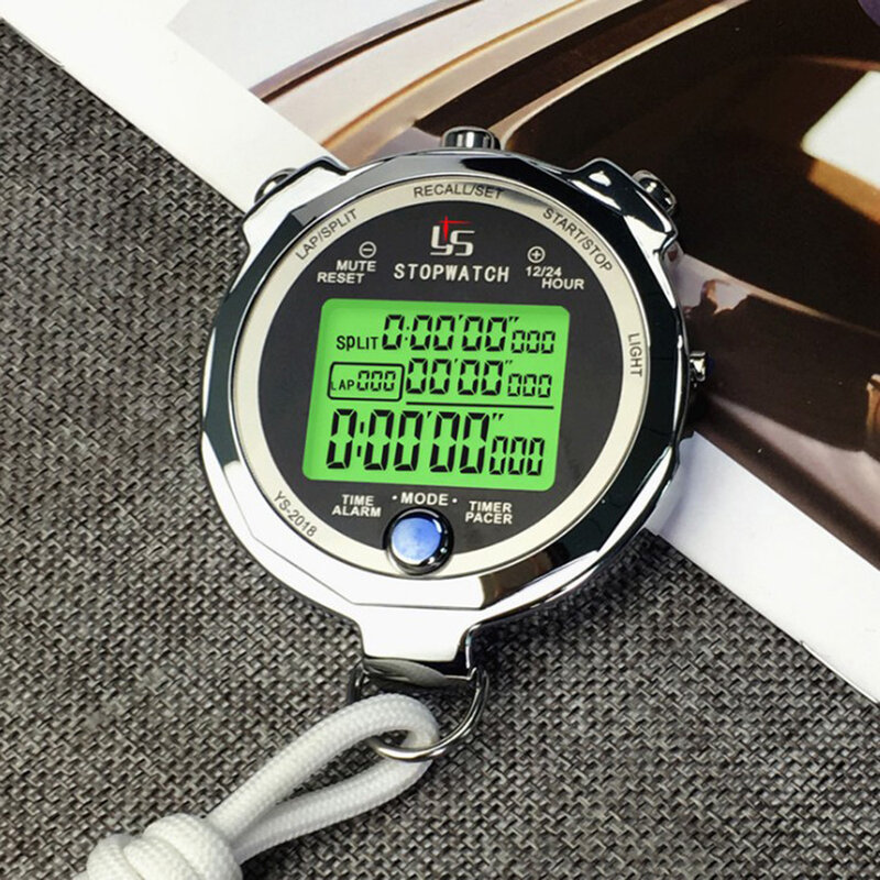 Penghitung Waktu Stopwatch Tahan Air Berpendar Seperseribu 0.001 Detik 100 Saluran Penyimpanan Memori untuk Menjalankan Bidang Trek Latihan