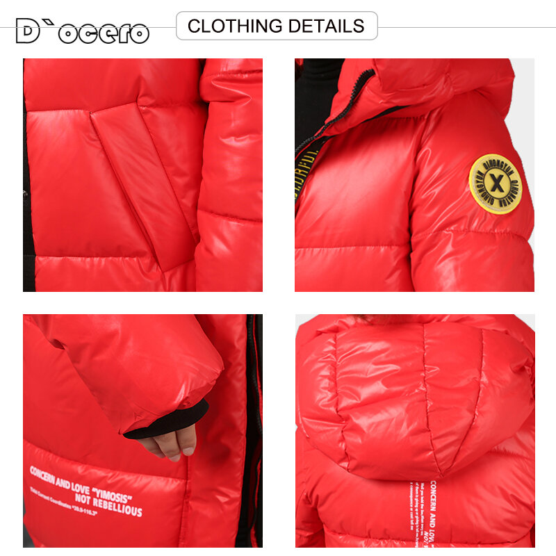 D'OCERO-새로운 캐주얼 겨울 자켓, 느슨하고 대조 색상, 따뜻한 파카, 두꺼운 퀼트 코트, X-롱 후드 아우터, 2021