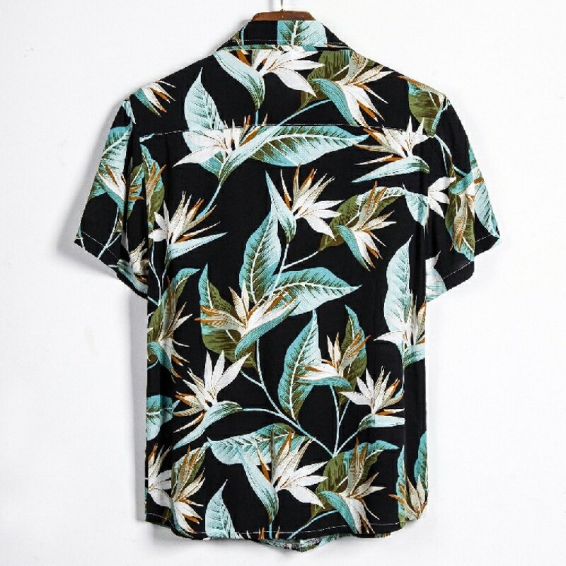 2021 Summer Fashion Casual Men Baggy Beach Hawaiian Print Short Sleeve ...