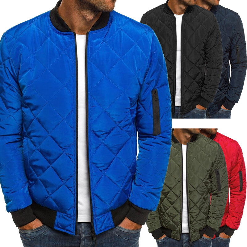새로운 남성 패션 격자 무늬 자켓 Thicken Warm Jacket 퓨어 컬러 캐주얼 자켓 겨울 야외 활동 자켓