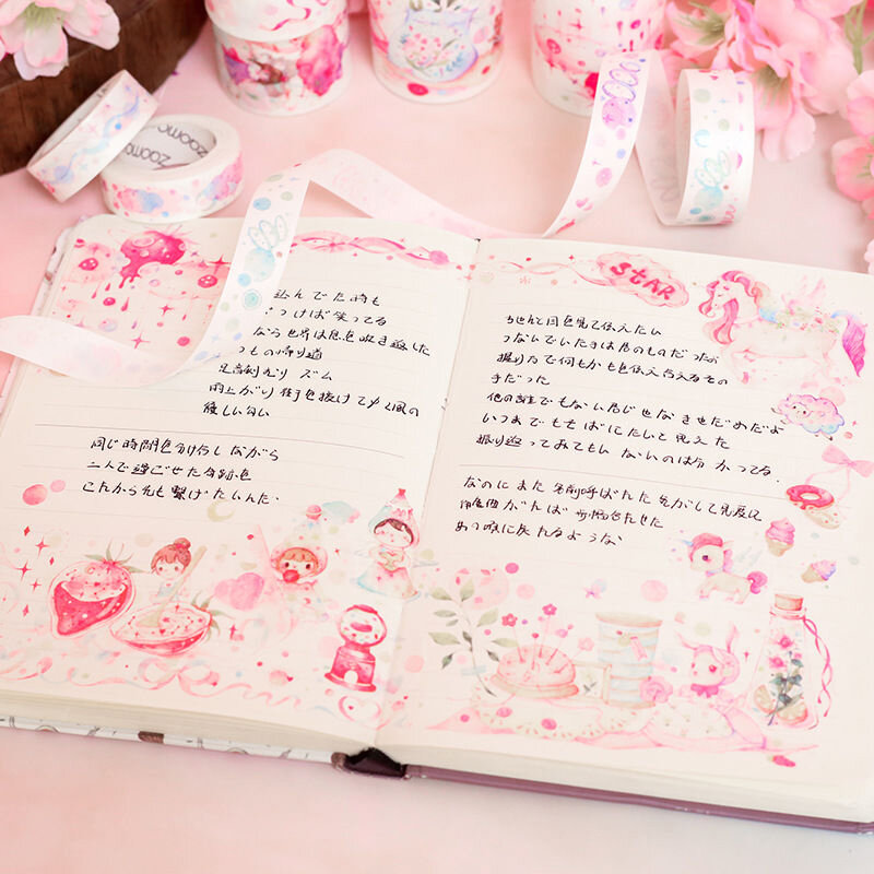 40 - 100 Buah/Set Kawaii Washi Kaset Stiker Alat Tulis Kantor Jurnal Sakura Washi Pita Set Perlengkapan Alat Tulis Perlengkapan Kantor