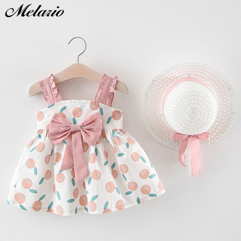 Melario赤ちゃんの服2020女の赤ちゃん服セットベビー自由奔放に生きるスタイル夏のビーチの衣装服トップス + パンツ + 帽子