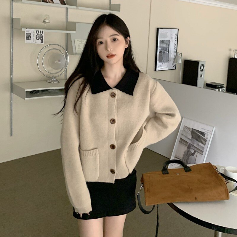 Zielony sweter z golfem sweter dziergany dla kobiet dorywczo luźny z miękkiej dzianiny 2022 koreański nowa dama zima Streetwear