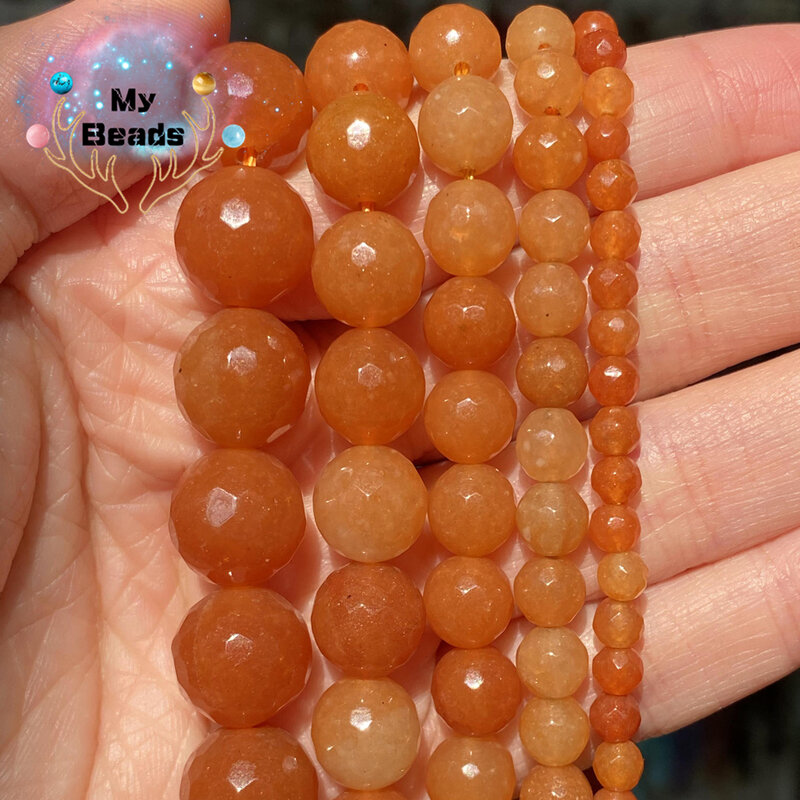 Perles en pierre d'aventurine rouge naturelle à facettes, rondes, amples, pour la fabrication de bijoux, collier, Bracelet, breloque, 4 6 8 10 12mm