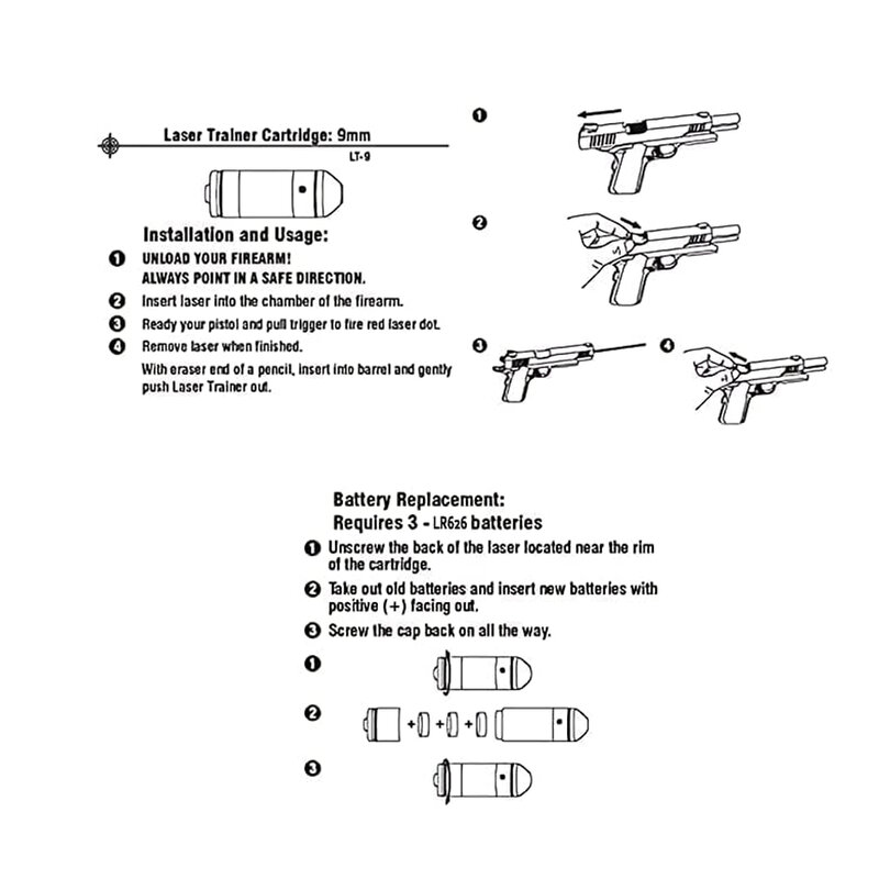 Cartouche d'entraînement au Laser tactique 9 * mm pour le tir à sec, cartouche d'entraînement pour le tir à sec, pistolet de chasse, Laser à points rouges