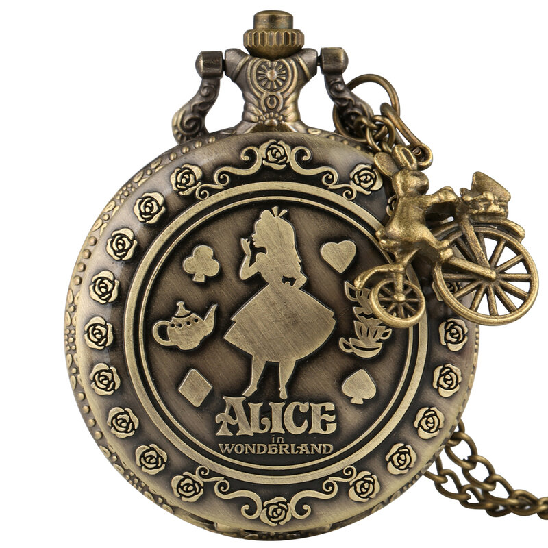 Brons Quartz Zakhorloge Met Leuke Accessoire Casual Arabisch Aantal Steampunk Klok Ketting Hanger Horloges Gift Voor Dames