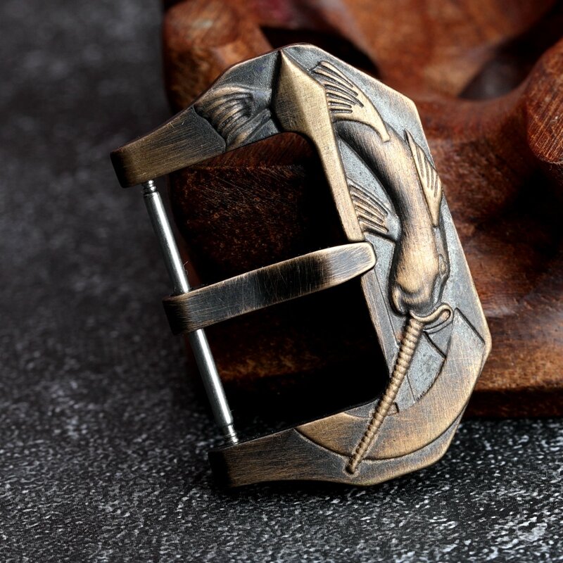 Fivela de bronze 20 22 24 26mm para pam111 441 fivela de pulseira de couro vintage fivela de cobre puro
