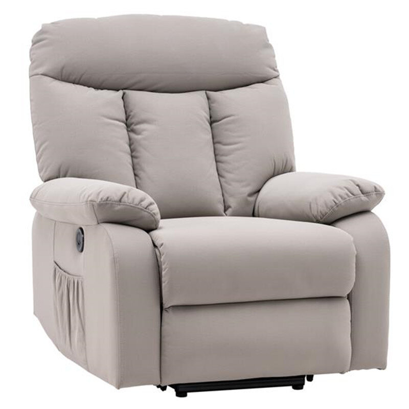 Silla reclinable con función de elevación eléctrica, silla reclinable de masaje, color blanco plateado, tela cómoda y duradera, ajuste fácil, relajación definitiva