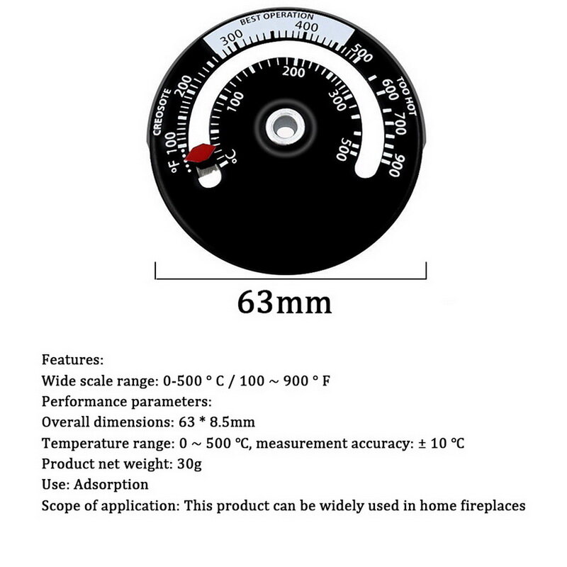 Magnetic Oven Thermometer Stove Temperature Meter Gauge for  Avoiding Damage Stove Fan