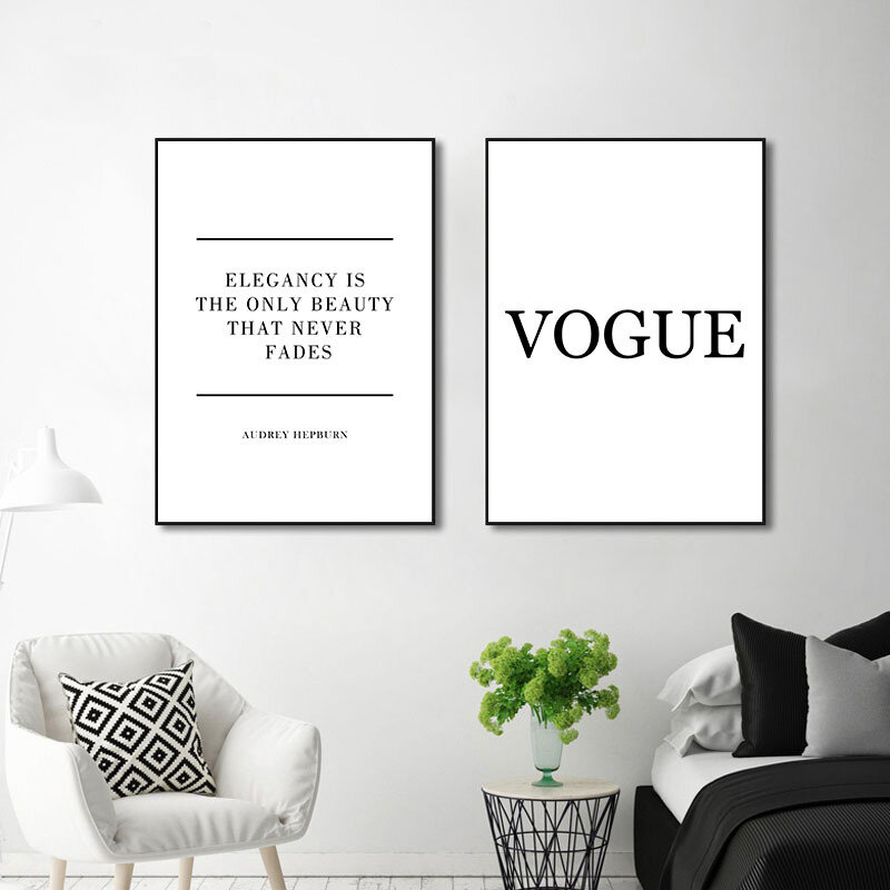 Fashion Flower Woman Poster e stampa Coco Quotes Wall Art Canvas Painting Black White Vogue Pictures For Living Room Home Decor