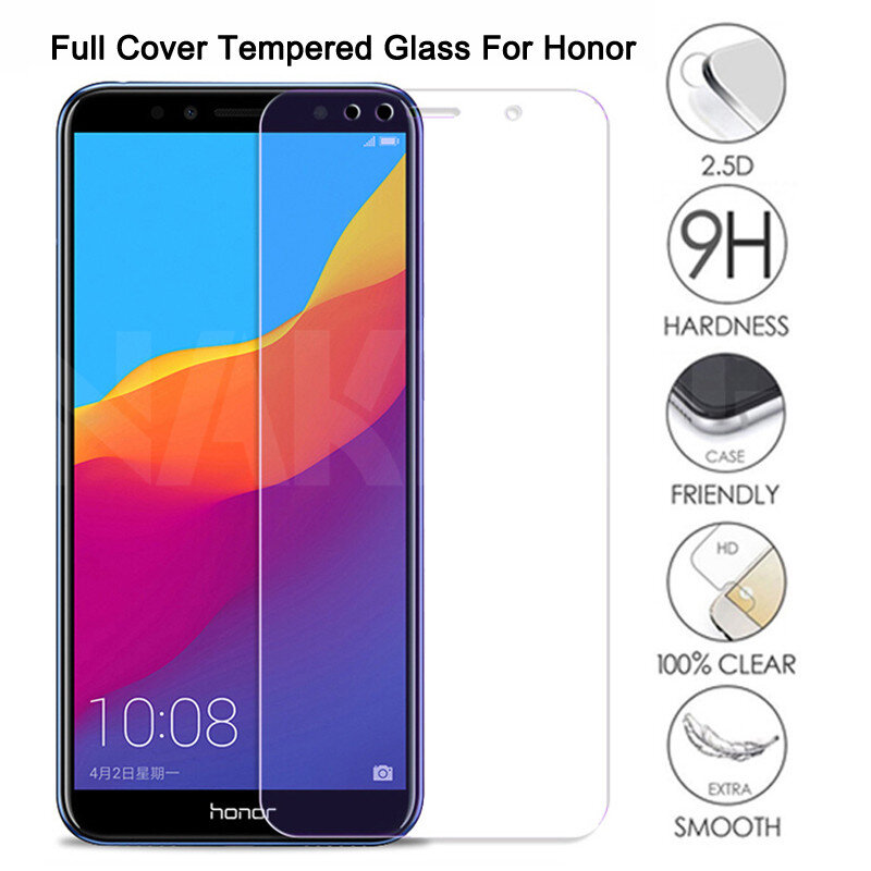 Protector de pantalla de vidrio templado 9H para móvil, película protectora para Huawei Honor 7A 7C 7X 7S, Honor 8 Lite 8X 8A 8C 9X