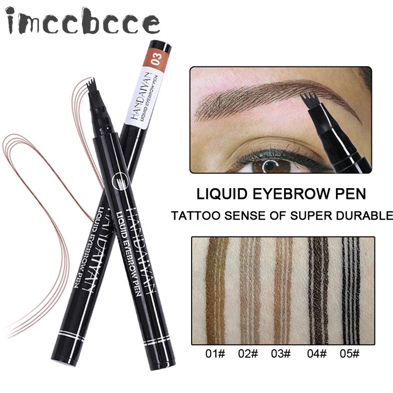 3D Microblading Natural Eyebrow Pen Waterproof Four-claw Eyebrow Tattoo Pencil Eye Makeup Professional Fine Sketch Eye Brow Pen