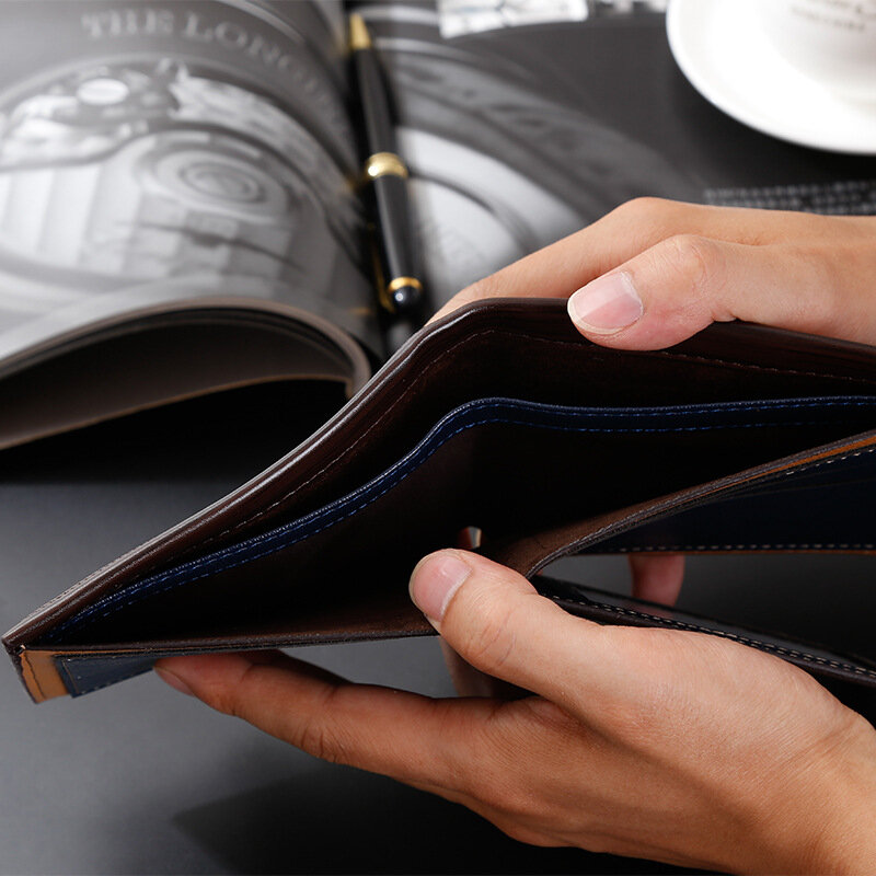 새로운 소형 지갑 남성용 짧은 남성용 지갑 가죽 지갑 남성용 동전 지갑 rifd business 신용 id 카드 소지자 slim retro