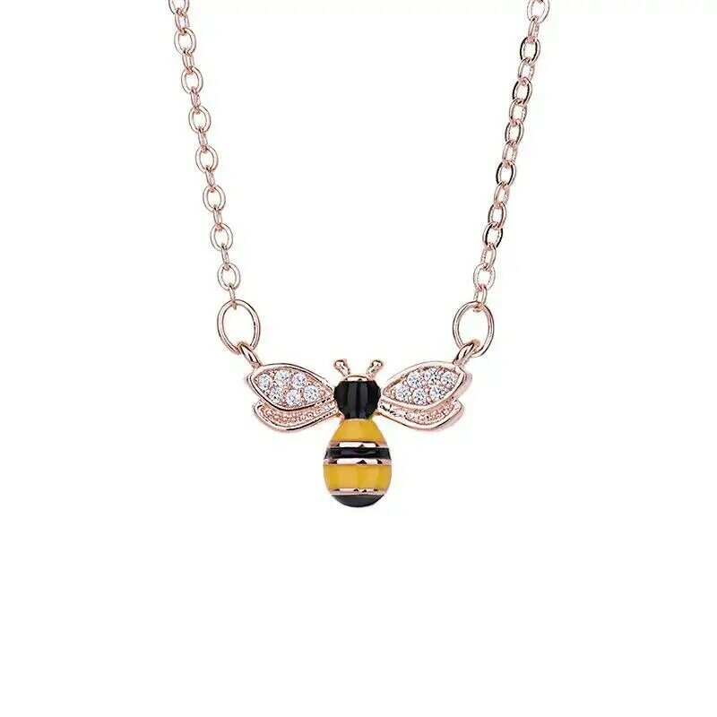 FENGLl romantyczny naszyjnik dla kobiet pszczoła złoty kolor łańcuch wisiorki urocze łańcuchy Link biżuteria