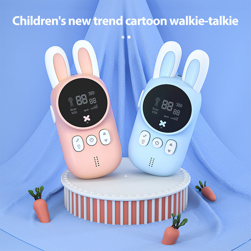 Walkie Talkie portátil de 2 piezas para niños, transceptor de mano, lindo Conejo, habla, juguete interactivo educativo para padres e hijos, regalo para bebés
