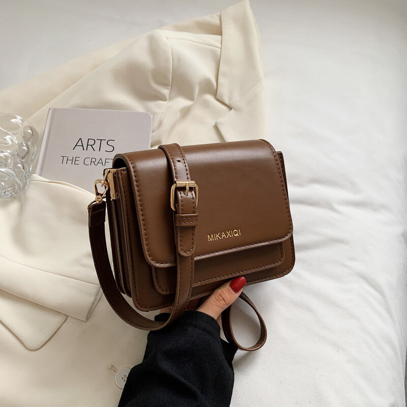 Vintage Klassische Klappe Schulter Taschen Für Frauen Luxus Design Feste Pu Leder Umhängetasche Messenger Bag Mode Hohe Qualität Handtasche