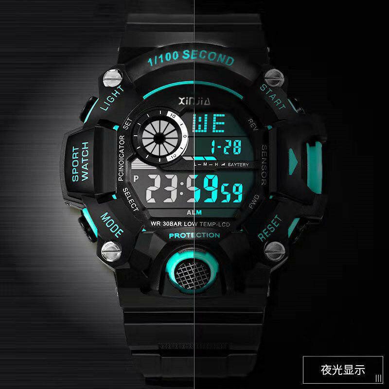 Reloj deportivo luminoso para hombre, pulsera militar de silicona de alta gama, con calendario Led, resistente al agua, Digital