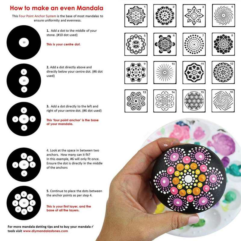 Kit d'outils de pointage Mandala, 74 pièces bricolage pour peinture de pierres, stylo, modèle cosmétique