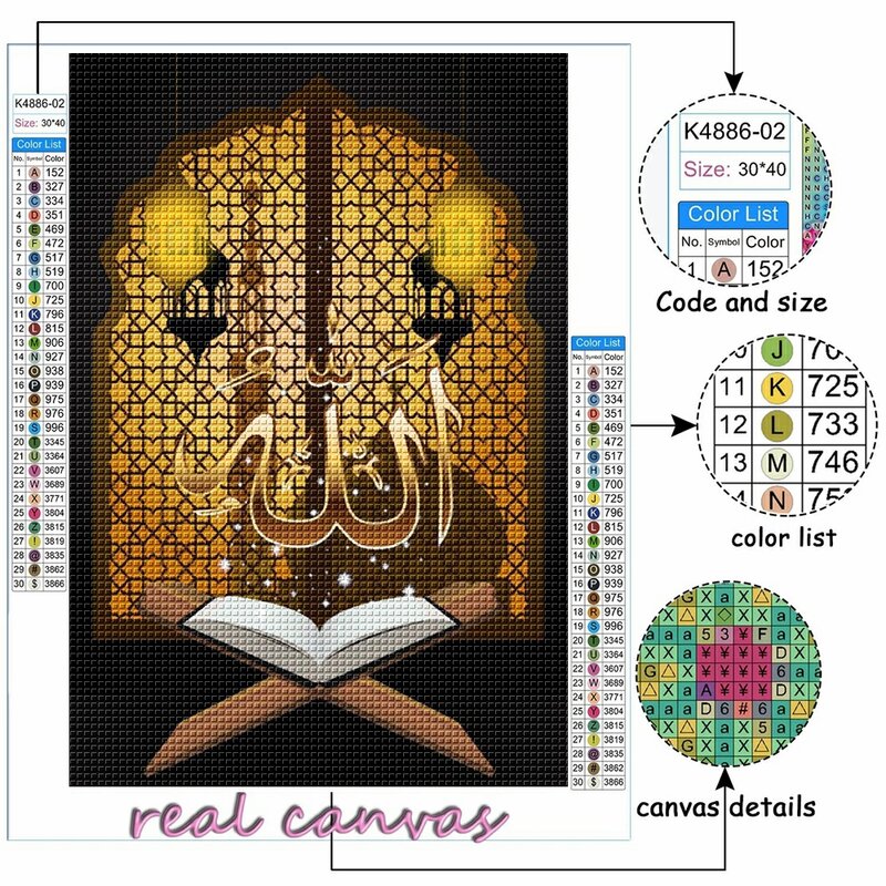 Peinture diamant thème Islam musulman, broderie 5D, broderie de strass, point de croix, bricolage, bricolage, loisir créatif
